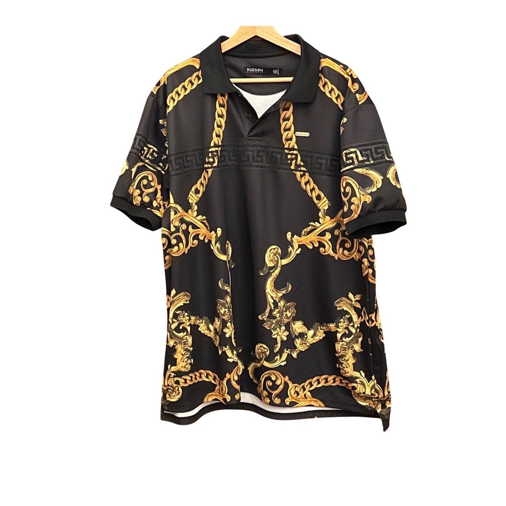 Hudson Outerwear Polo Shirt Baroque Luxe Gold Chain Streetwear 3X Maximalist